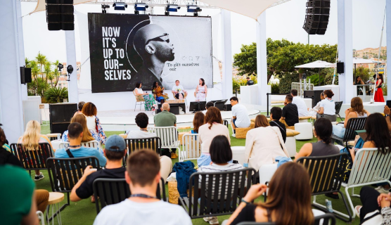 A session on the terrace at Cannes Lions.